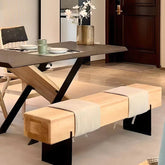 Natural Finish Minimalist Pine Wood Bench in Living Room